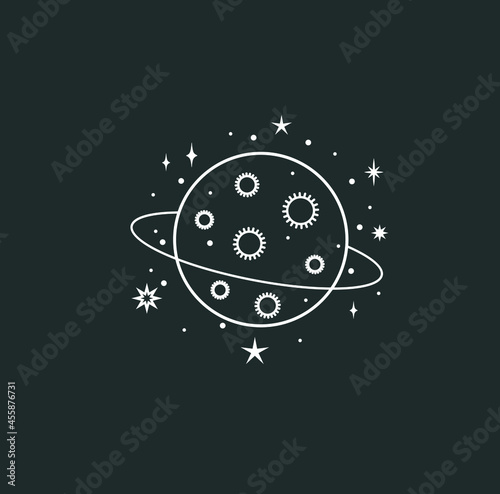 beautiful mystical illustration esotericism astrology yoga vedas cosmos universe on a dark background