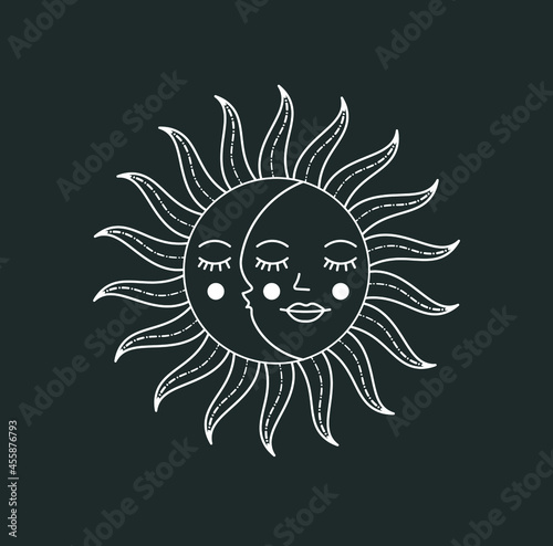 beautiful mystical illustration esotericism astrology yoga vedas cosmos universe on a dark background
