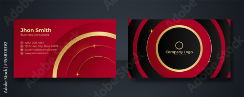 Business card template with abstract geometric elements. Modern corporate concept card design vector set