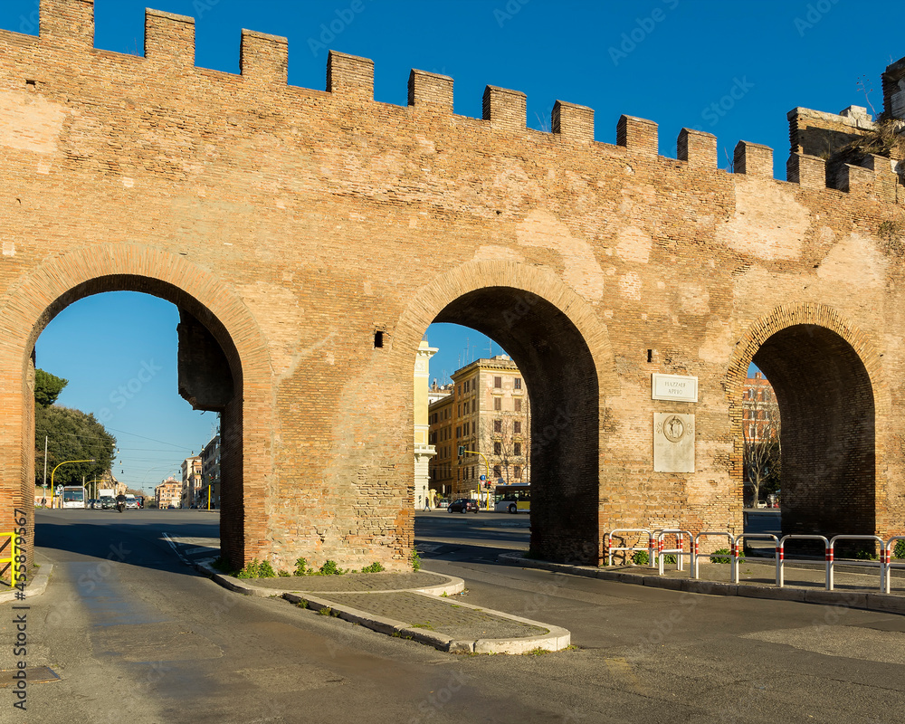 The Gates of Aurelian wall, Rome, Italy