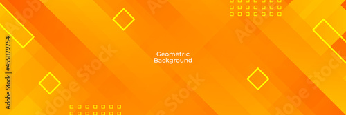 Orange wide banner background. Abstract memphis wide geometric banner design. Wide Abstract modern futuristic, technology background