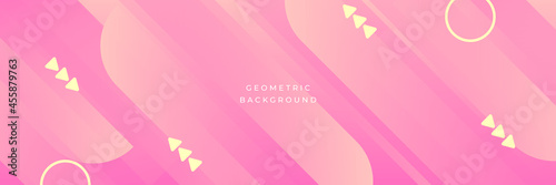 Pink wide banner background. Abstract memphis wide geometric banner design. Wide Abstract modern futuristic, technology background