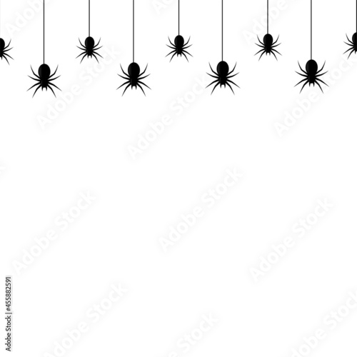Seamless pattern with hanging spiders on white background. Vector © Azad Mammedli