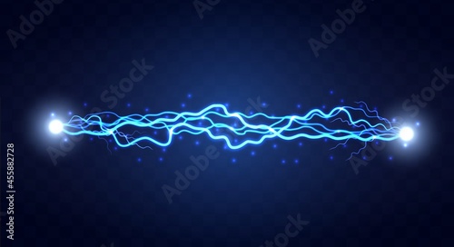 Lightning flash effect. Realistic electric lightning,