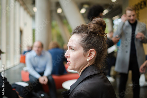 People talking during conference break