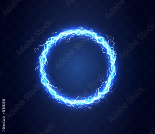 Realistic circle of thunder storm lightnings.