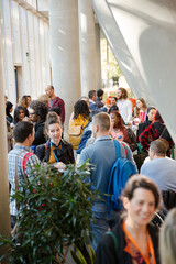 People talking during conference break