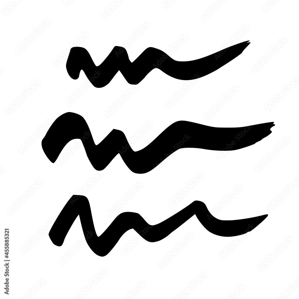 Fototapeta premium Black wavy grunge brush strokes