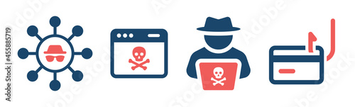 Hack icon set. Phishing scam icon vector illustration photo