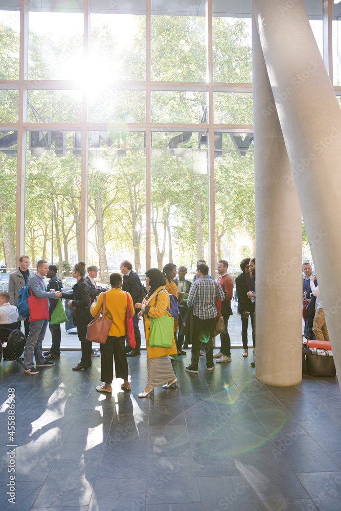 People talking during conference break