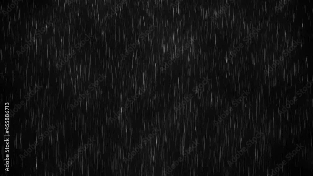 Falling rain showers, storms, isolated on a black background, used for compositing
