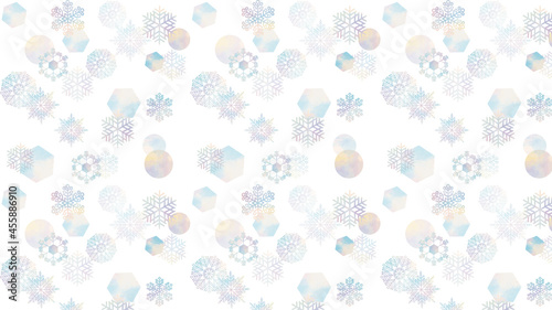 水彩風 雪の結晶パターン