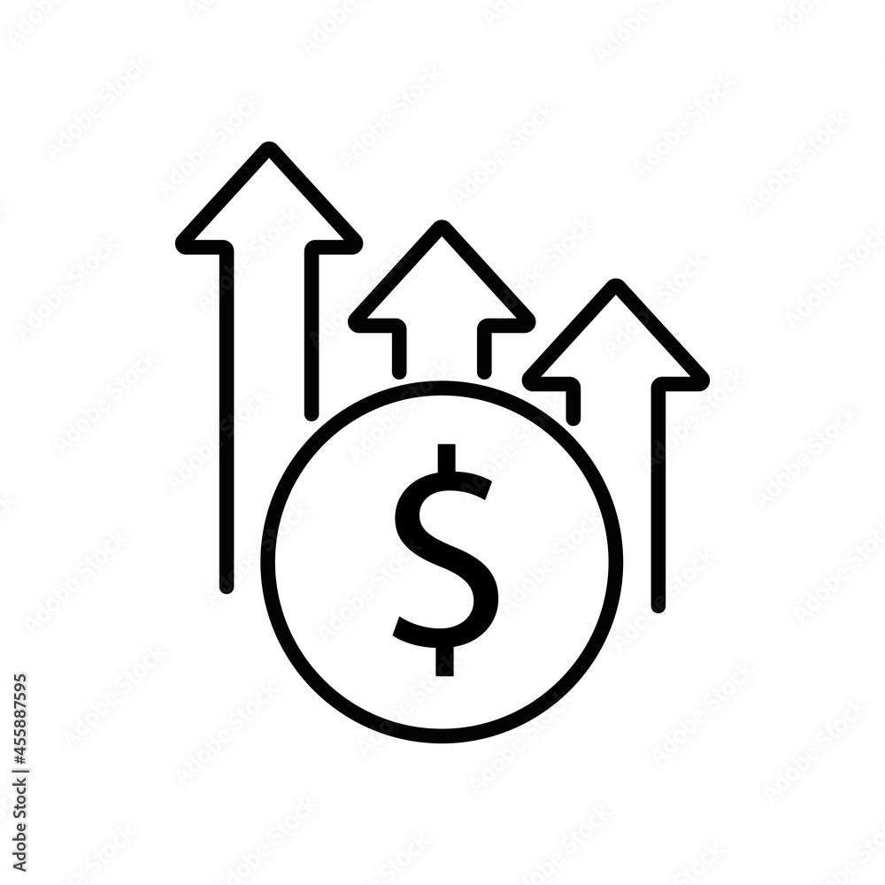 Growth Icon, Linear Sign Isolated On A White Background Growth Icon, Linear Sign Isolated On A White Background
