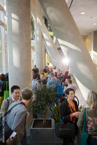 People talking during conference break