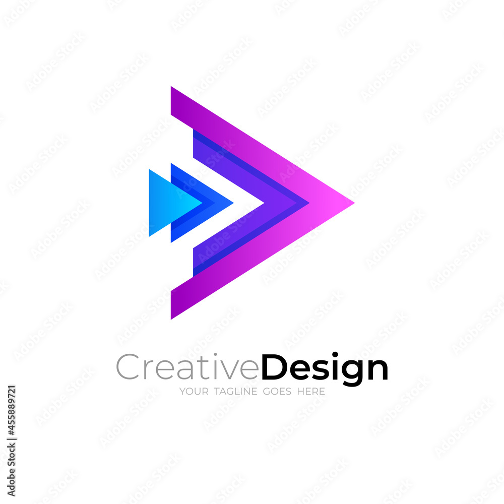 Simple play logo with triangle icon Simple play logo with triangle icon