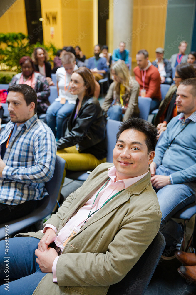 Smiling man  in audience