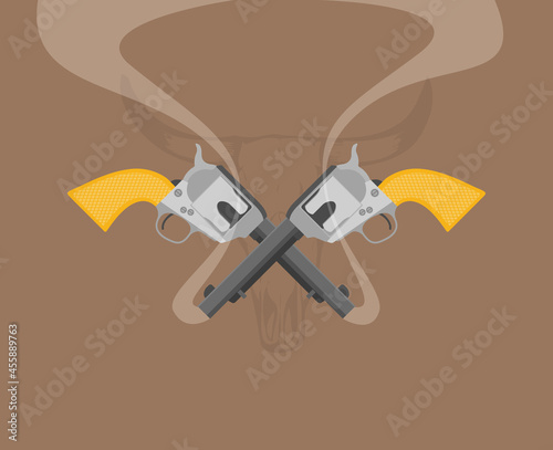 Flat vector illustration of antiquated American Gun.