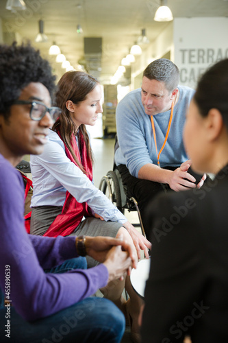 People talking during conference break