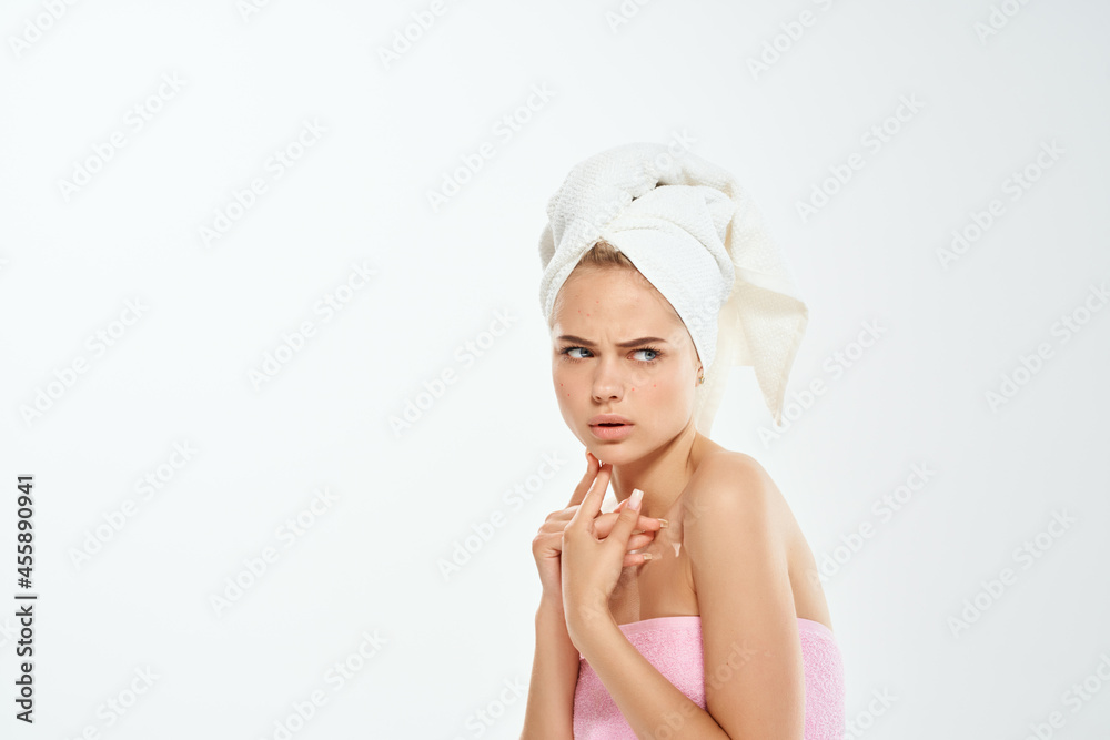 woman bare shoulders acne treatment pimple Studio close-up woman bare shoulders acne treatment pimple Studio close-up