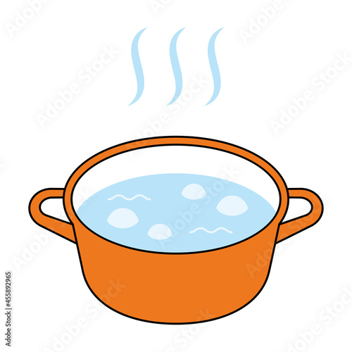 鍋でお湯を沸かす Boiling water in a pot vector illustration