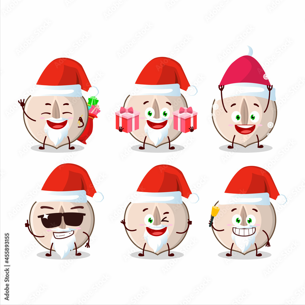 Santa Claus emoticons with slice hazelnut cartoon character Santa Claus emoticons with slice hazelnut cartoon character