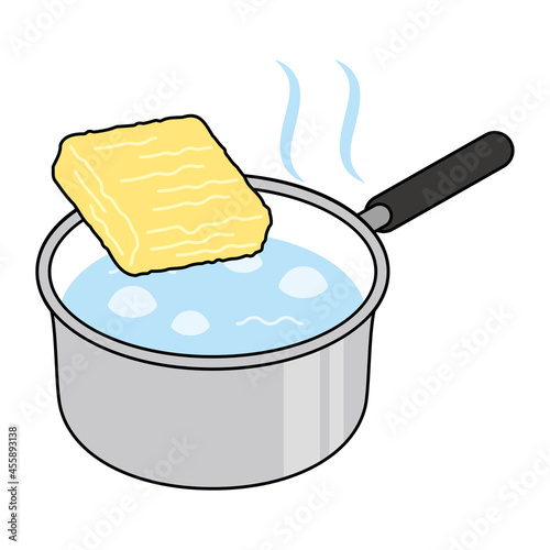 インスタント麺を茹でる　Boiling Instant Noodles Vector Illustration