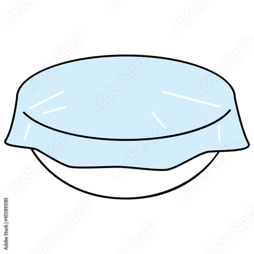 ラップをかけた皿　plastic wrap on a plate vector illustration