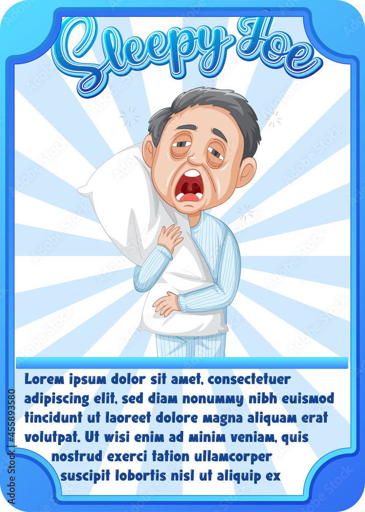 Character game card template with word Sleepy Joe Stock Vector | Adobe ...