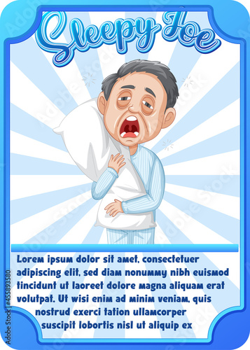 Character game card template with word Sleepy Joe