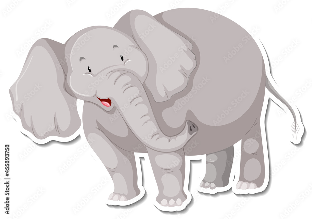 A sticker template of elephant cartoon character A sticker template of elephant cartoon character