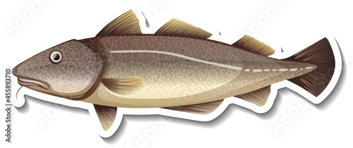 Catfish cartoon sticker on white background