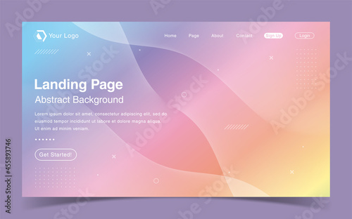 Modern landing page with abstract background