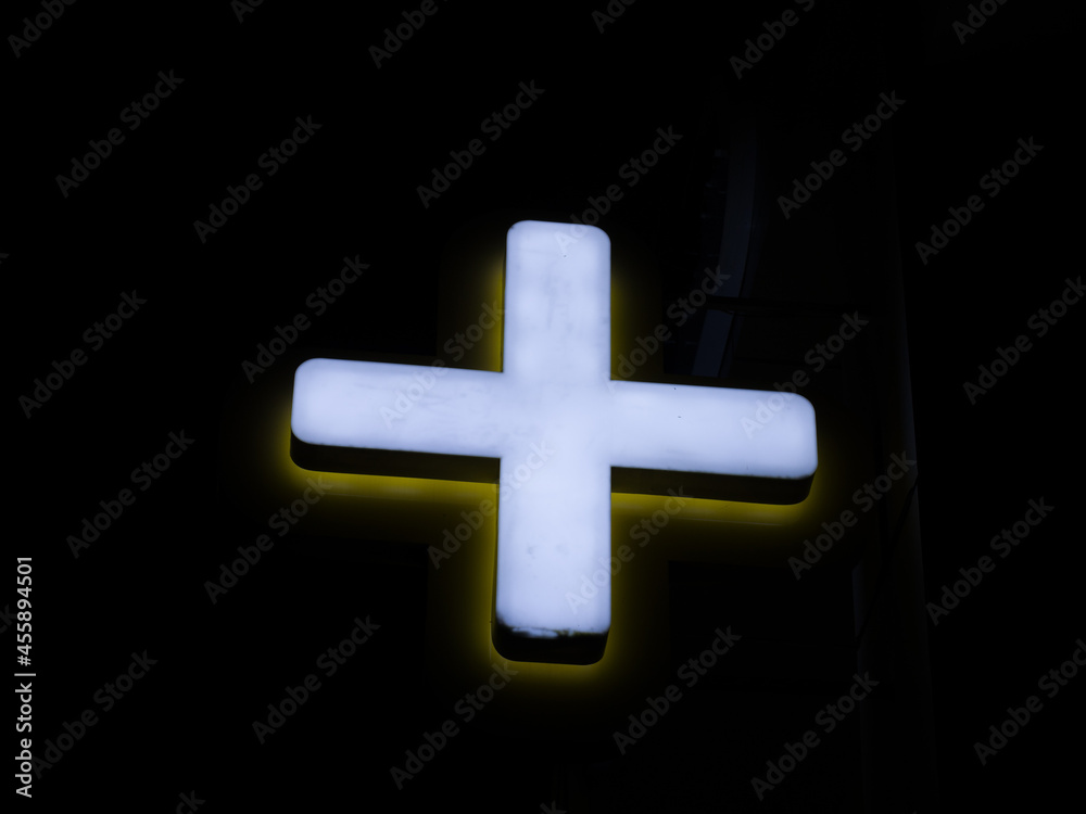Obraz premium White neon cross.
