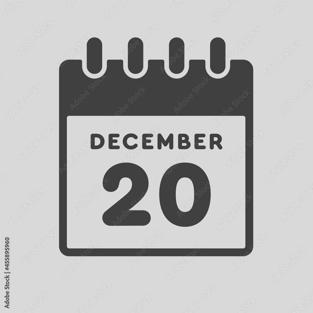 Icon day date 20 December, template calendar page Icon day date 20 December, template calendar page