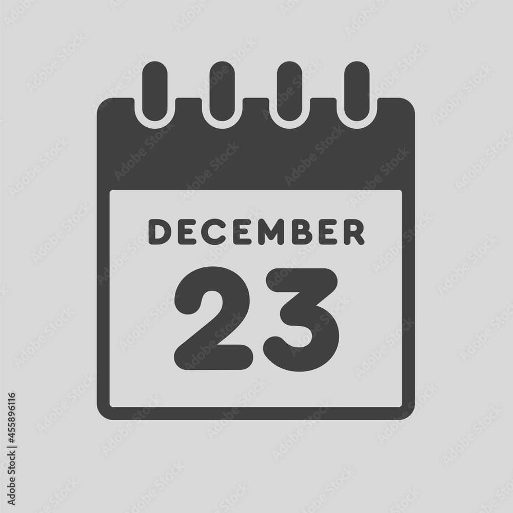 Icon day date 23 December, template calendar page Icon day date 23 December, template calendar page