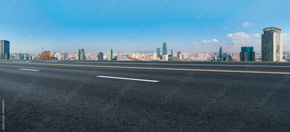 Road ground and urban architectural landscape Road ground and urban architectural landscape