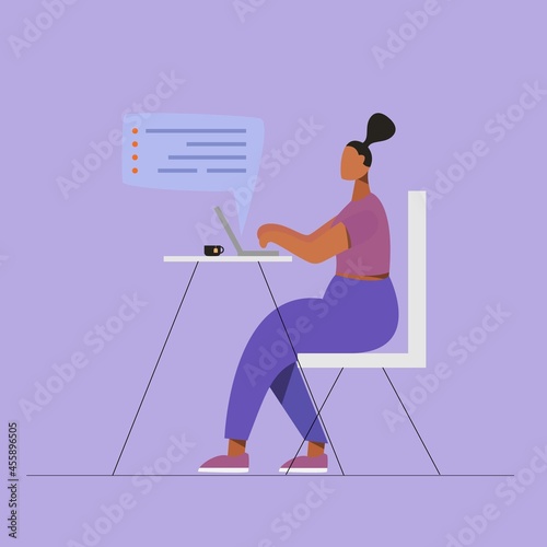Illustration vector design of woman working on her laptop