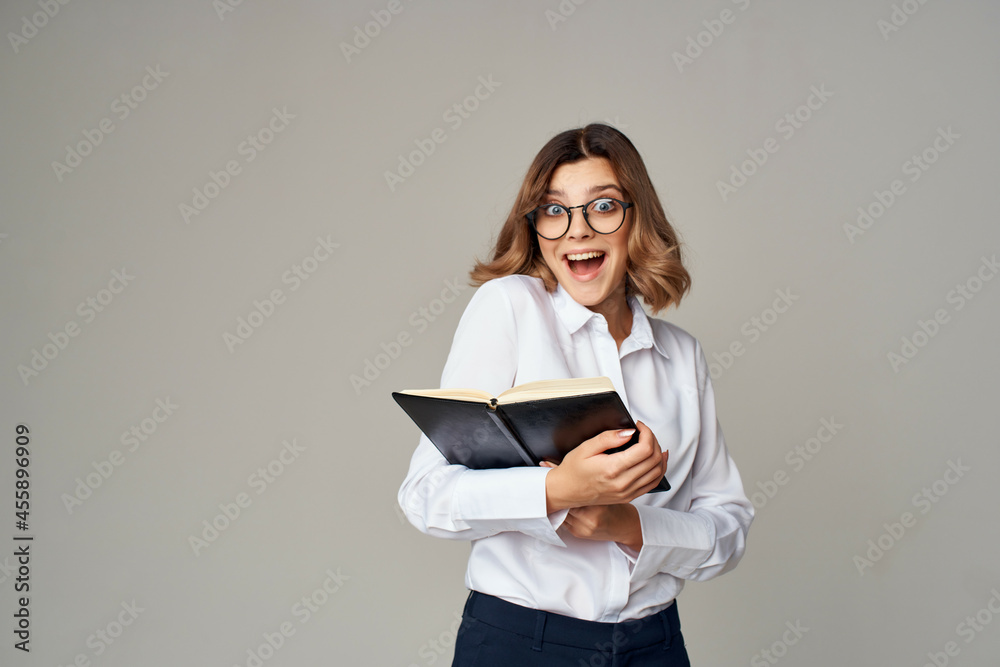 Business woman white shirt secretary documents work Business woman white shirt secretary documents work