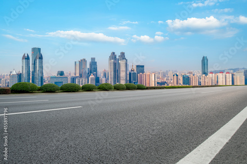 Road ground and urban architectural landscape