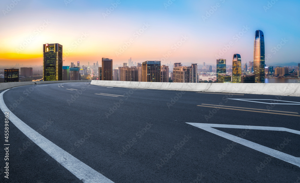 Road ground and urban architectural landscape