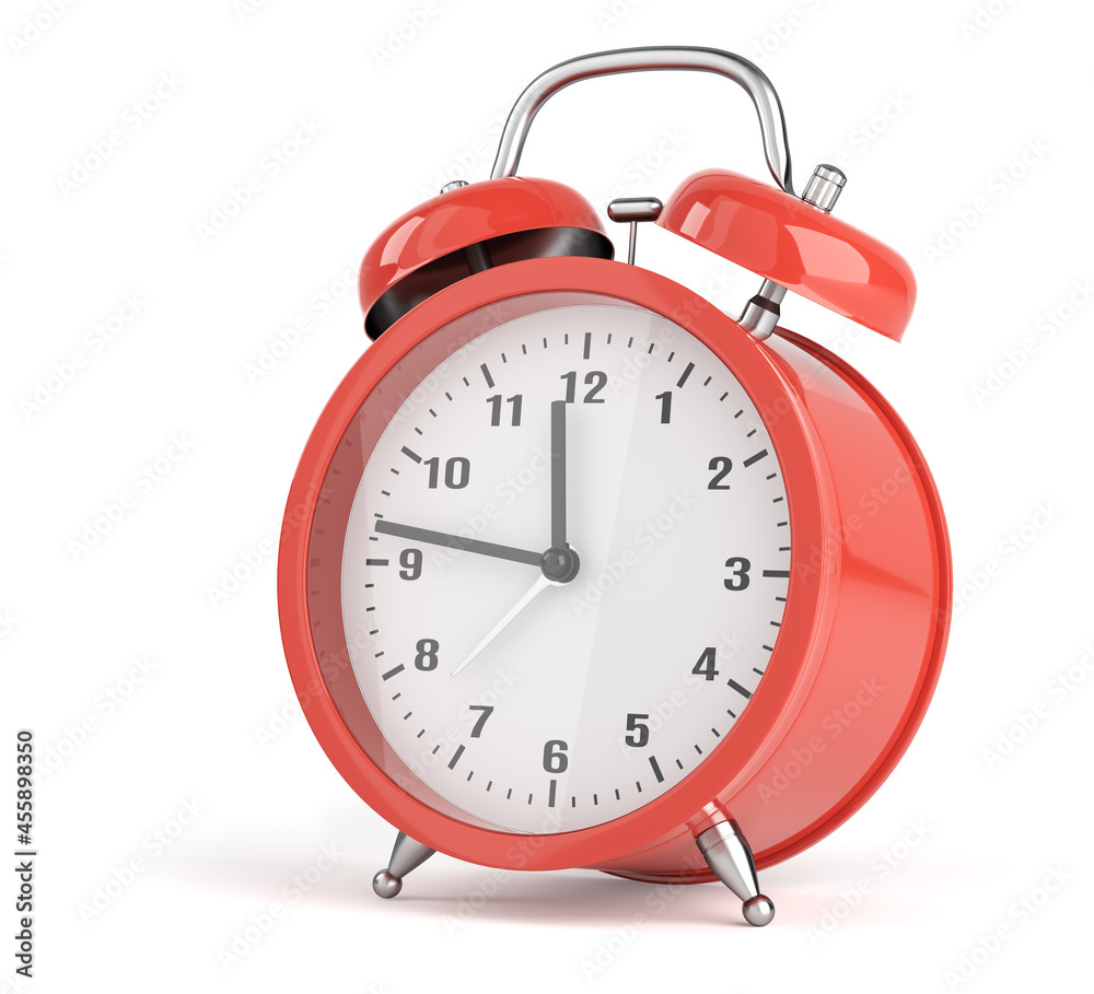 Red Alarm clock isolated on white background Red Alarm clock isolated on white background