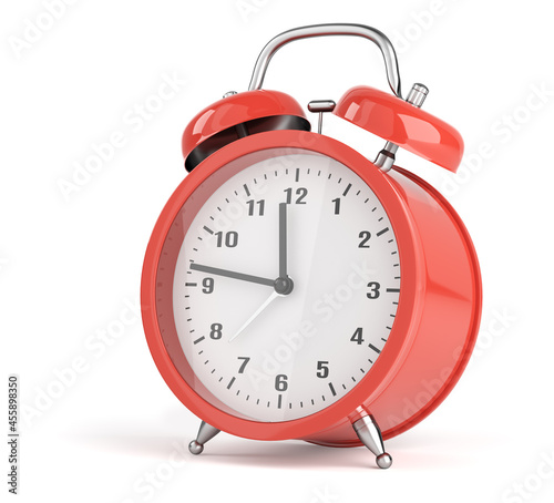 Red Alarm clock isolated on white background