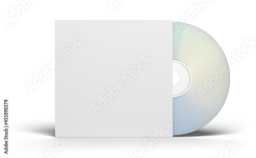 compact disc with paper CD cover isolated on white background
