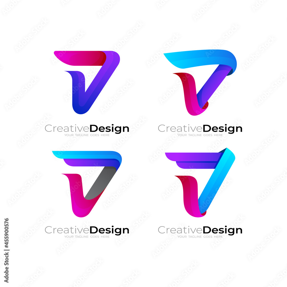 Set letter D logo with simple design template, colorful icon Set letter D logo with simple design template, colorful icon