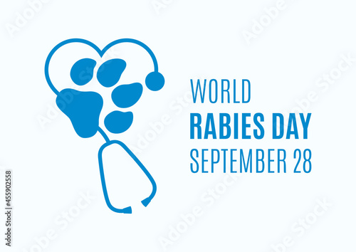 World Rabies Day vector. Animal paw print and stethoscope silhouette icon vector. Rabies Day Poster, September 28. Important day