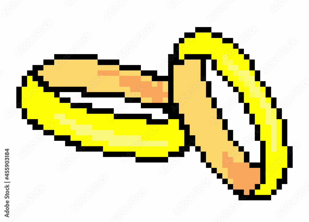 Fototapeta premium gold wedding rings on a white background.Pixel art