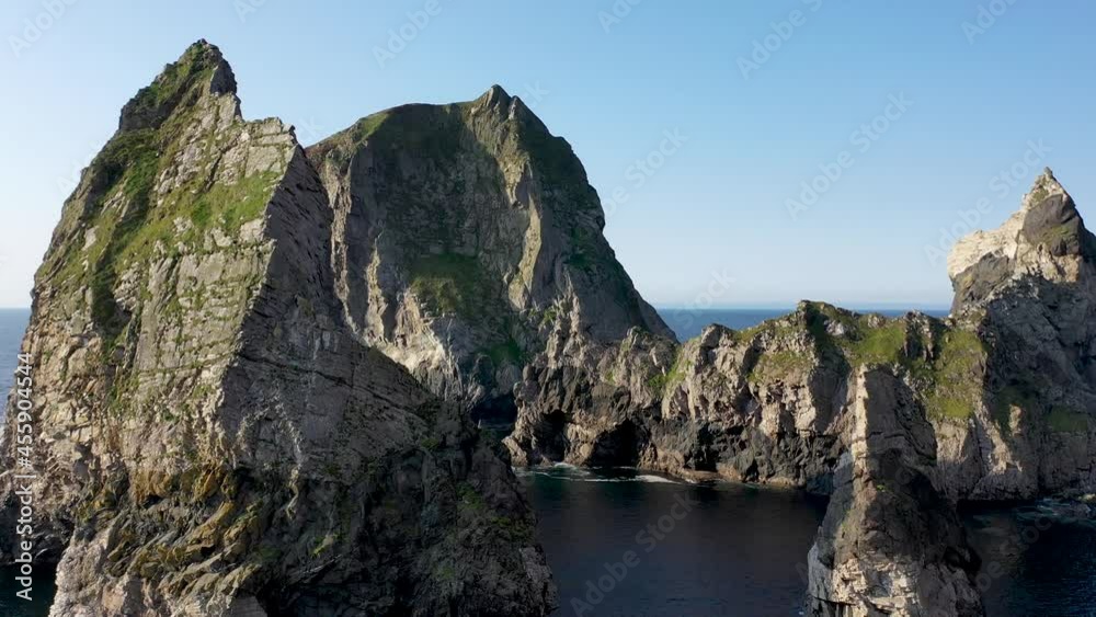 Flying towards Cnoc na Mara, Lurking fear and Tormore Island at Glenlough bay between Port and Ardara in County Donegal is Irelands most remote bay Flying towards Cnoc na Mara, Lurking fear and Tormore Island at Glenlough bay between Port and Ardara in County Donegal is Irelands most remote bay