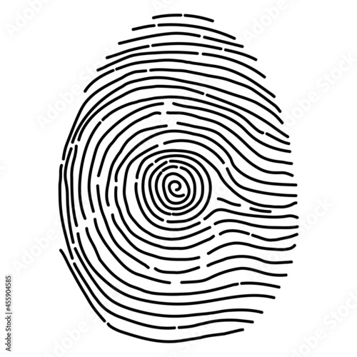 black fingerprint on white background. Fingerprint Scan sign. Thumbprint symbol. flat style. 