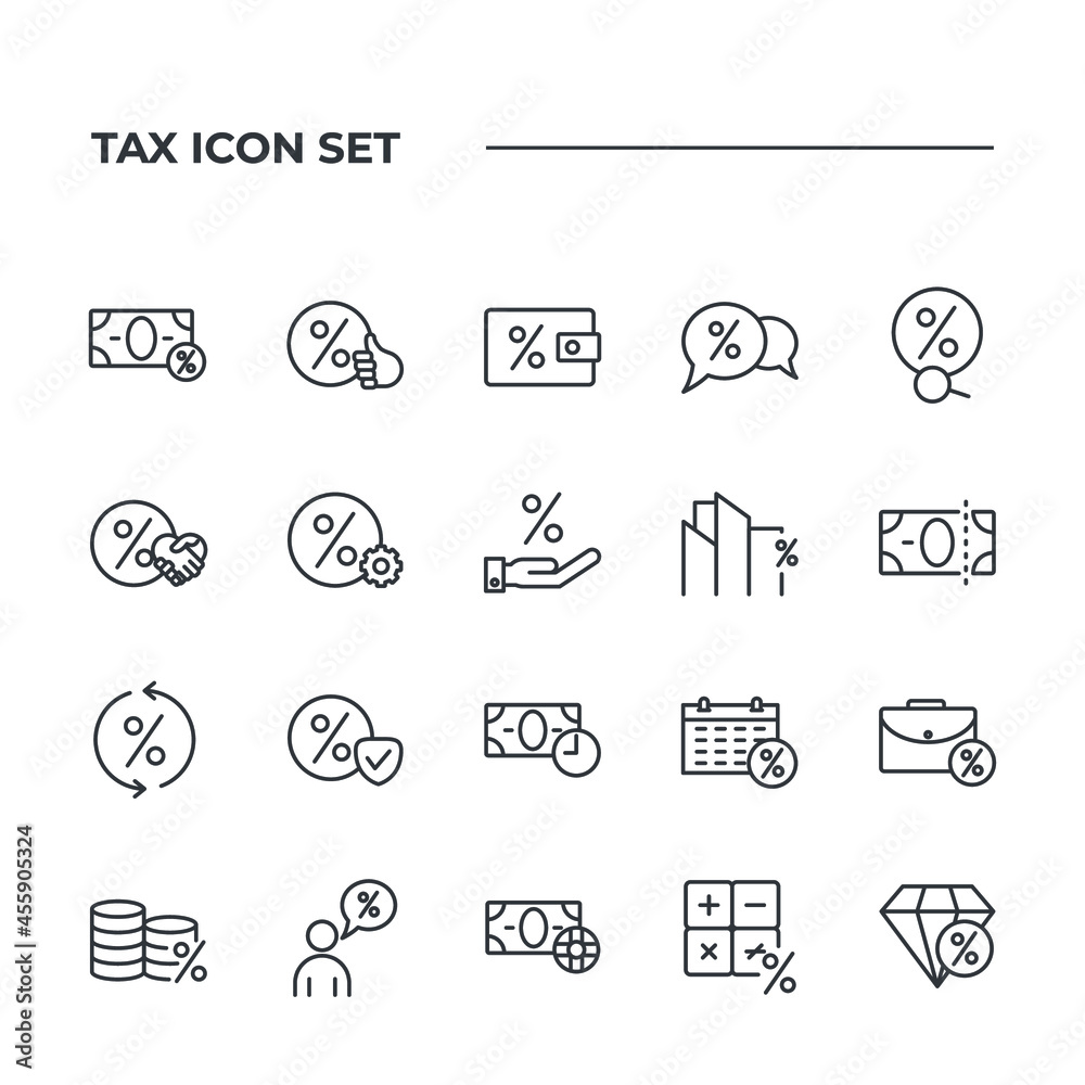 tax set icon, isolated tax set sign icon, vector illustration