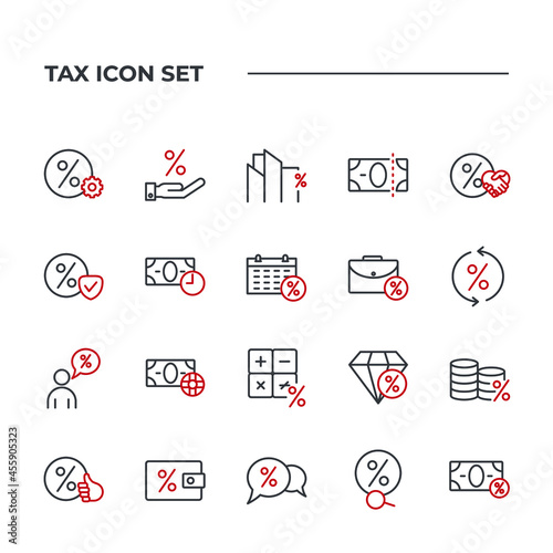 tax set icon, isolated tax set sign icon, vector illustration